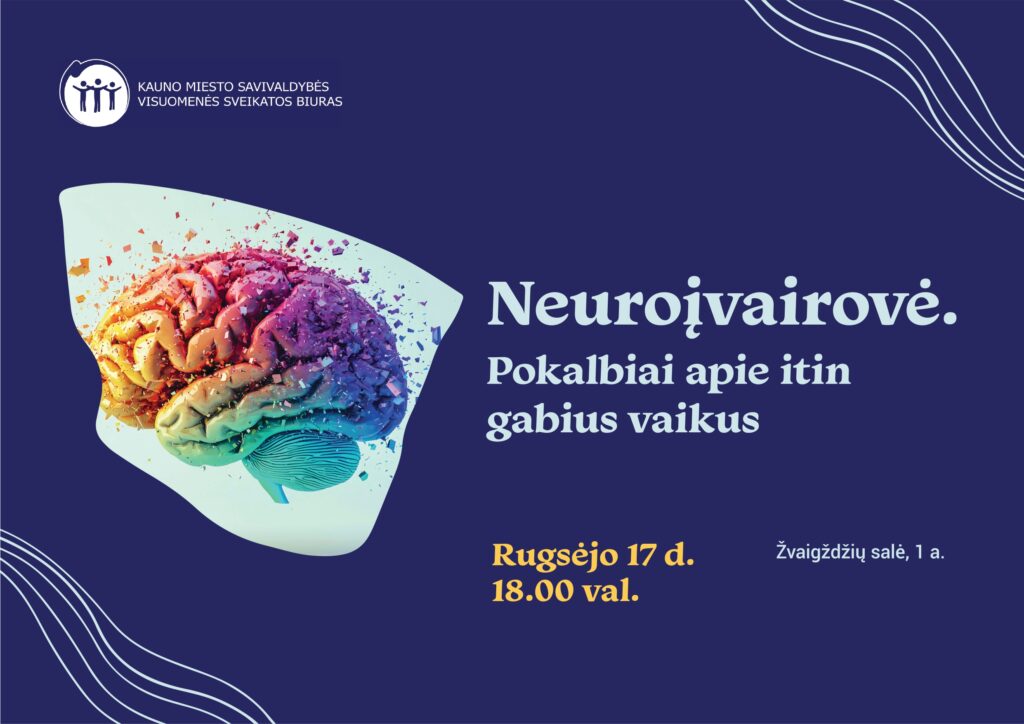 Kviečiame į Kauno miesto savivaldybės visuomenės sveikatos biuro kartu su Ąžuolyno biblioteka organizuojamą renginį „Neuroįvairovė. Pokalbiai apie itin gabius vaikus”.   