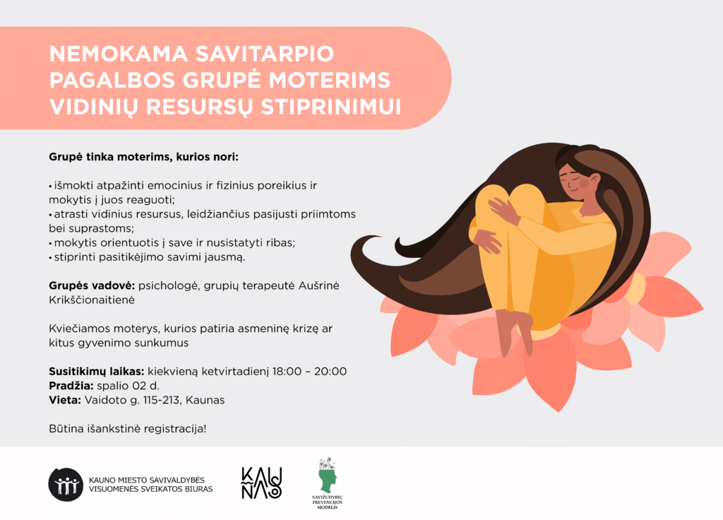 Nemokama Savitarpio pagalbos grupė moterims vidinių resursų stiprinimui