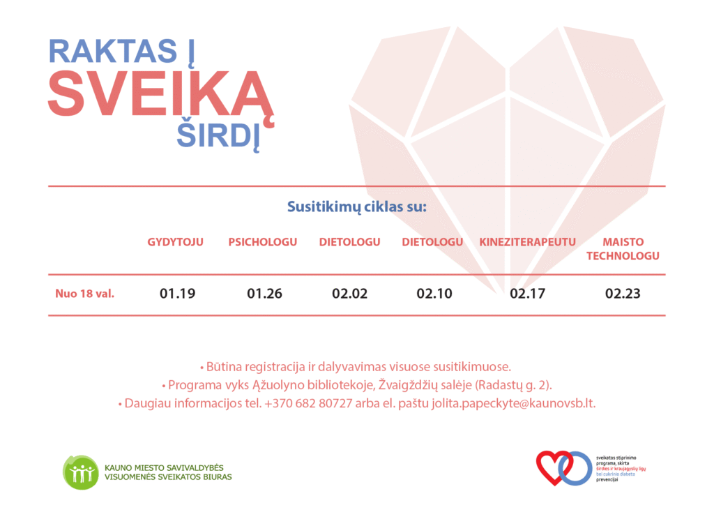 Renkama nauja grupė į programą “Raktas į sveiką širdį” 