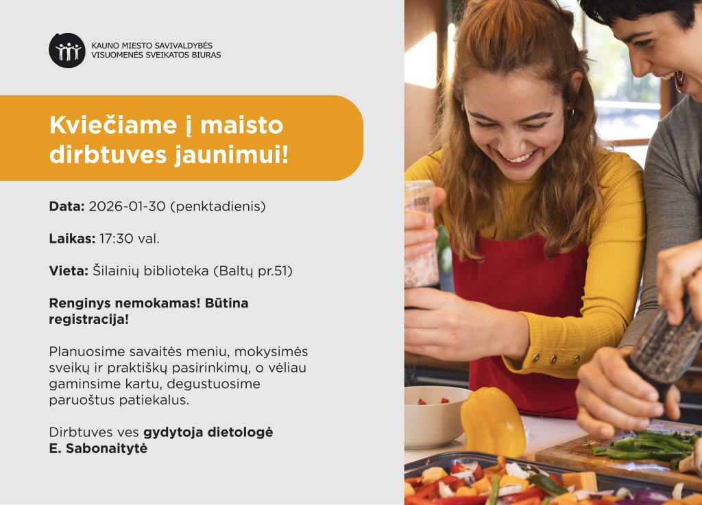 Kviečiame į nemokamas sveikos mitybos dirbtuves Kaune