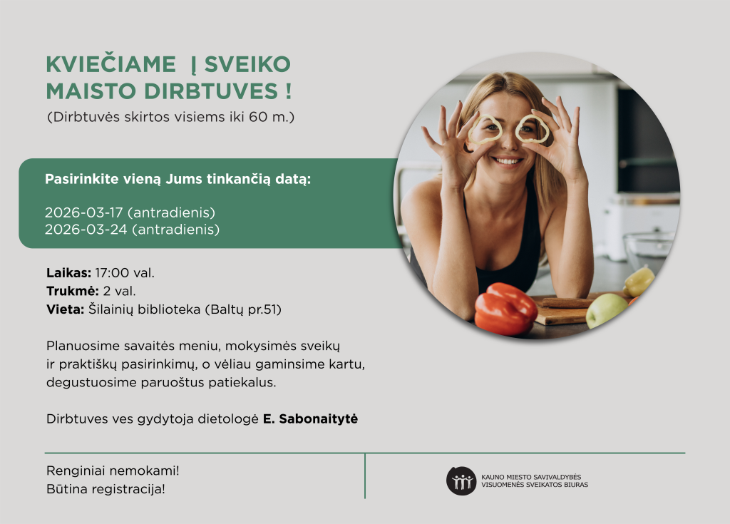 Kviečiame į nemokamas sveikos mitybos dirbtuves Kaune