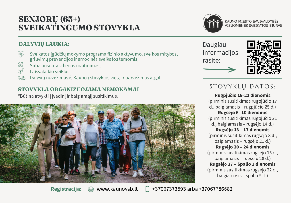 Senjorų (65 +) sveikatingumo stovykla