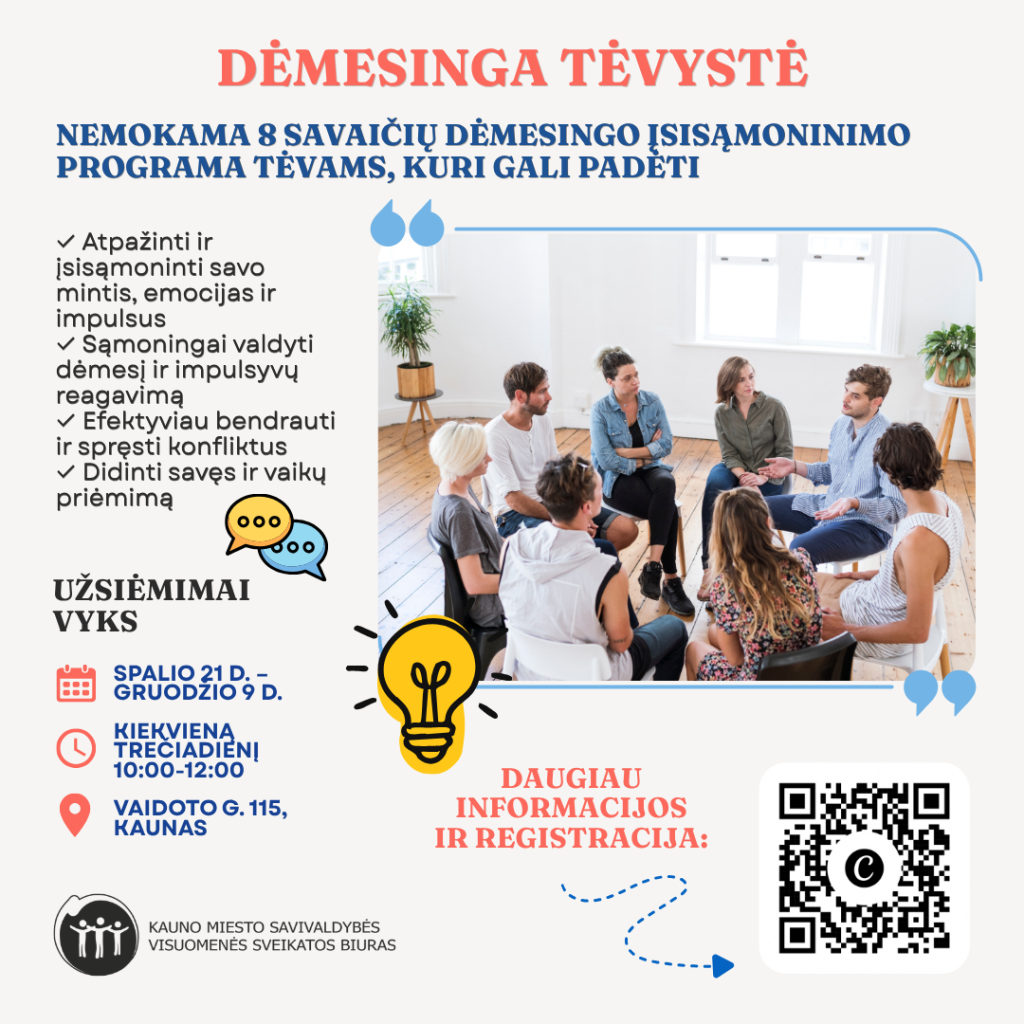 Nemokami dėmesingos tėvystės užsiėmimai
